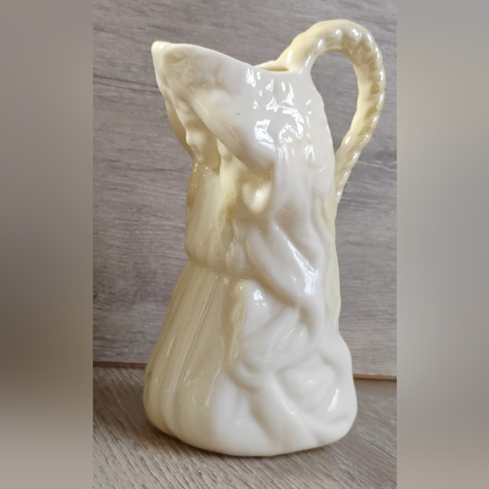 1940's BELLECK China Glass Pitcher Creamer / Tea Maiden Woman Ireland